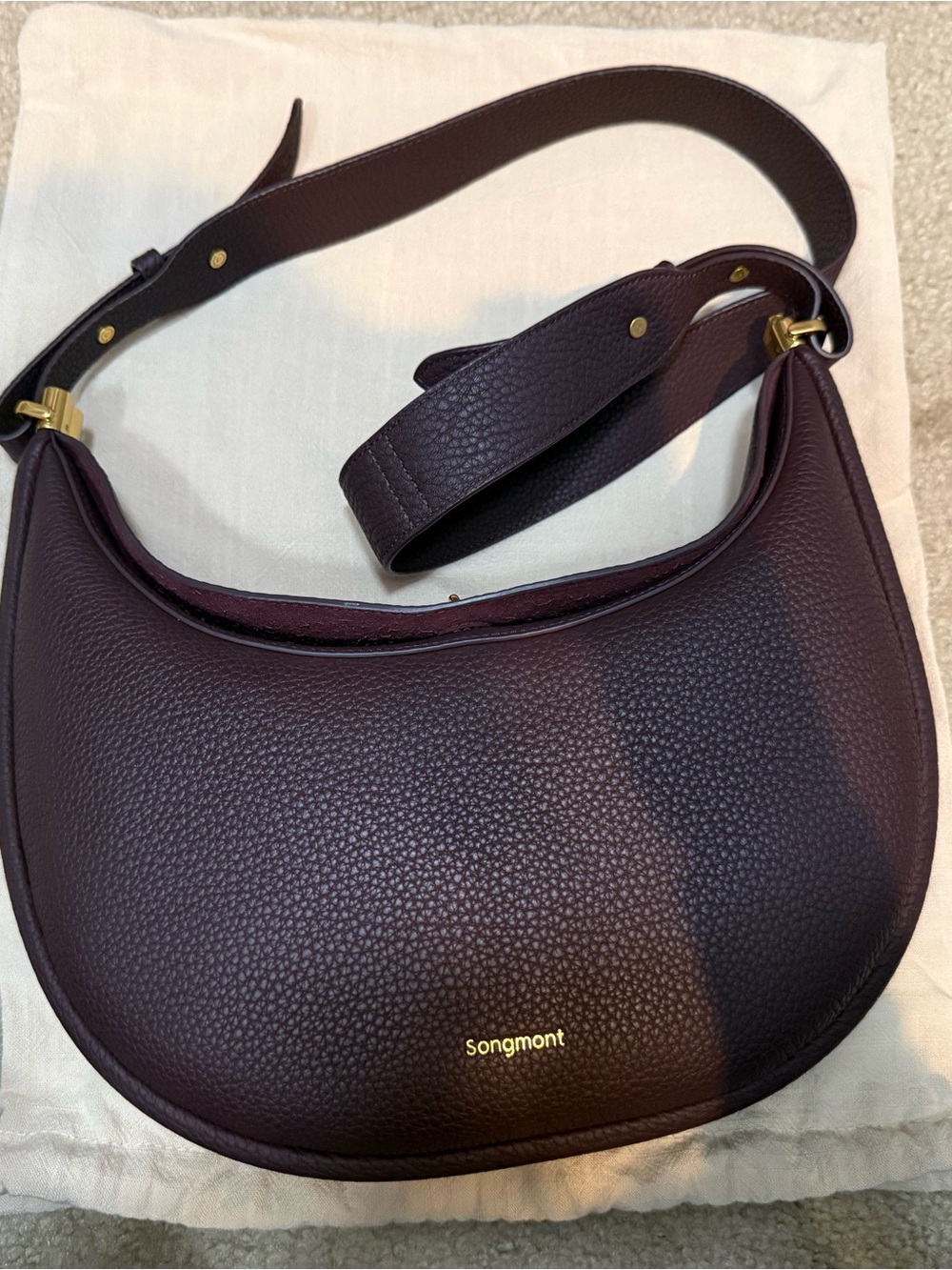 Songmont Crescent Shoulder Bag in Burgundy - Picture 3 of 6